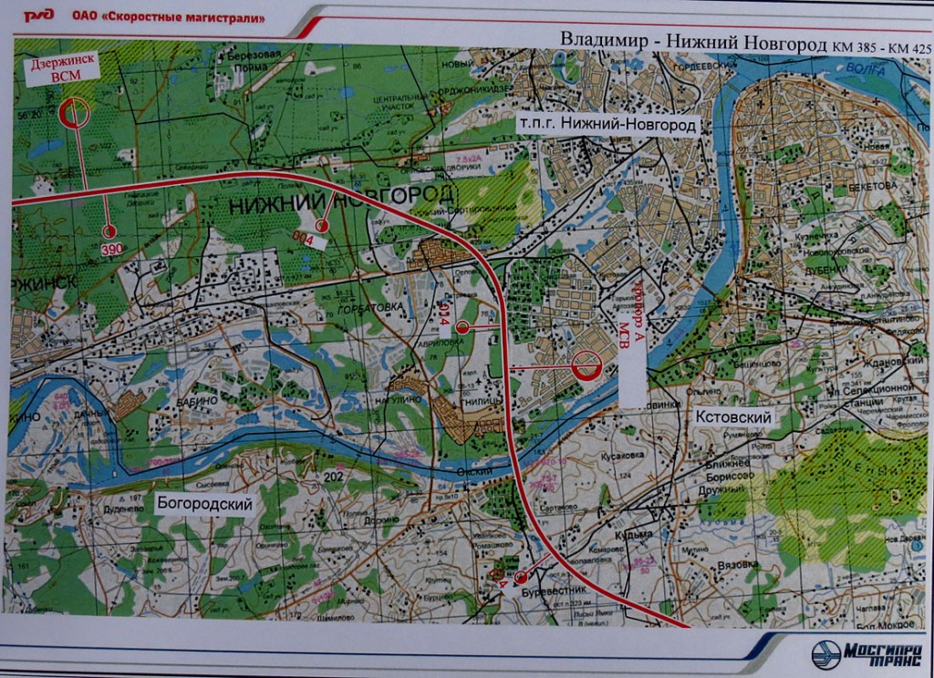 Карта ВСМ. Участок у Нижнего Новгорода 